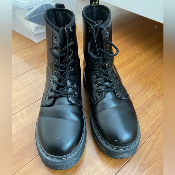 Black Combat Platform Lace Up Boots - Picture 3 of 4